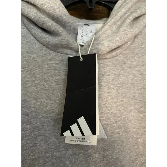 ADIDAS Logo Soft Hoodie Men’s Small Gray Original Center Pocket Athletic NEW - Picture 3 of 8
